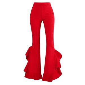 Cynthia Rowley Astro Flared Pants Size 6 Red Neoprene Bright Statement